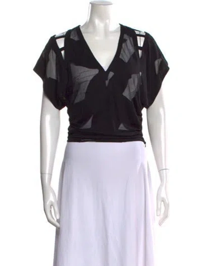 Pre-owned Iro Patterned V-neck Top In Black