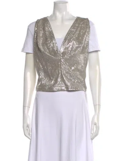 Pre-owned Iro Patterned V-neck Top In Neutral
