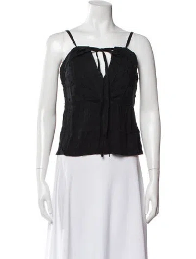Pre-owned Iro Patterned V-neck Top W/ Tags In Black