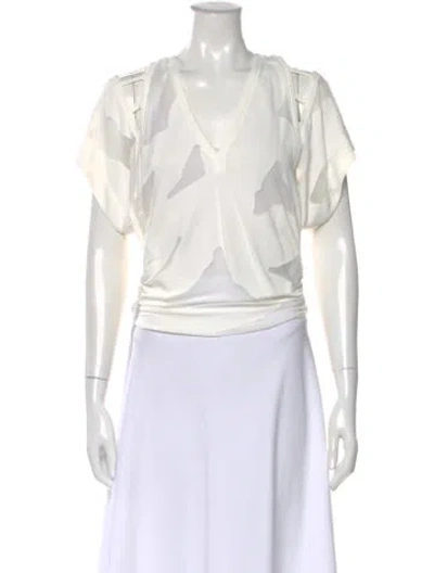 Pre-owned Iro Patterned V-neck Top In White
