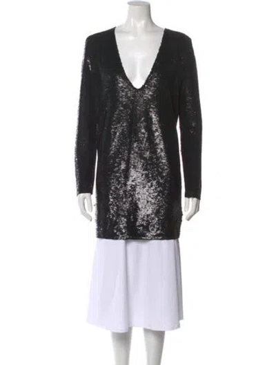 Pre-owned Iro Patterned V-neck Tunic In Black