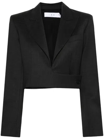 Iro Peak-lapel Cropped Blazer In Grey