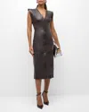 Iro Peneloppe Leather Midi Dress In Chocolate