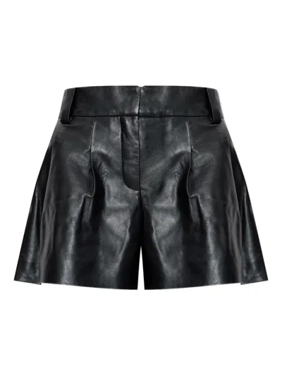 Iro Periz Pleated Leather Shorts In Black