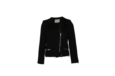 Iro Phoebe Jacquard Biker Jacket In Black Cotton
