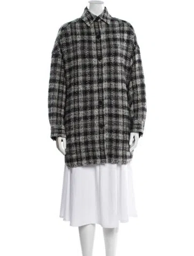 Pre-owned Iro Plaid Print Coat In Black