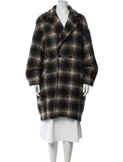 Pre-owned Iro Plaid Print Coat In Black