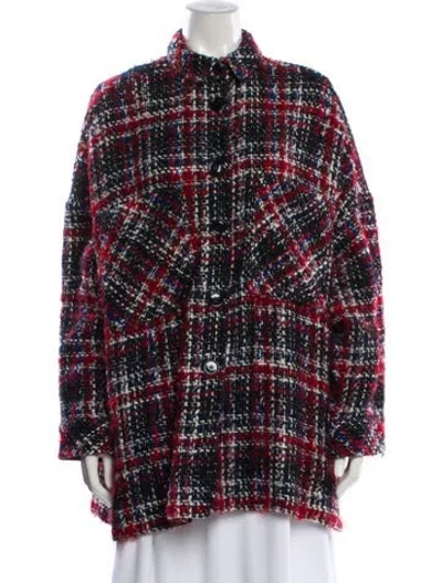 Pre-owned Iro Plaid Print Coat In Red