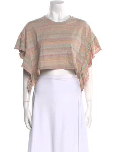 Pre-owned Iro Plaid Print Crew Neck Crop Top W/ Tags In Pink