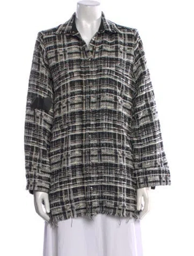 Pre-owned Iro Plaid Print Long Sleeve Button-up Top In Black