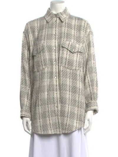 Pre-owned Iro Plaid Print Long Sleeve Button-up Top In Neutrals