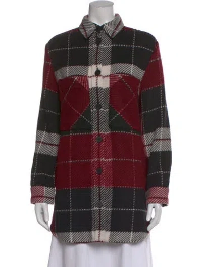 Pre-owned Iro Plaid Print Long Sleeve Button-up Top In Red