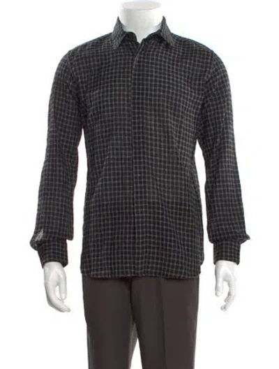 Pre-owned Iro Plaid Print Long Sleeve Dress Shirt W/ Tags In Black