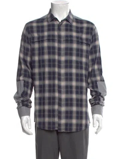 Pre-owned Iro Plaid Print Long Sleeve Shirt In Blue