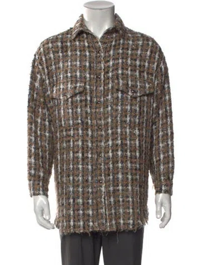 Pre-owned Iro Plaid Print Long Sleeve Shirt In Brown