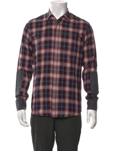 Pre-owned Iro Plaid Print Long Sleeve Shirt In Gray