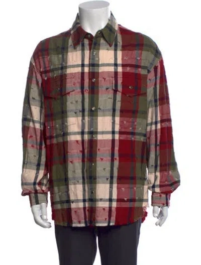 Pre-owned Iro Plaid Print Long Sleeve Shirt In Red