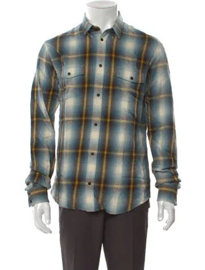 Pre-owned Iro Plaid Print Long Sleeve Shirt W/ Tags In Blue