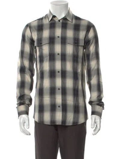 Pre-owned Iro Plaid Print Long Sleeve Shirt W/ Tags In Gray