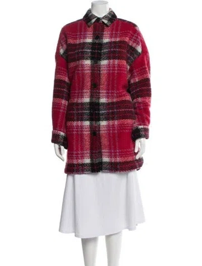 Pre-owned Iro Plaid Print Peacoat In Red