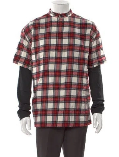Pre-owned Iro Plaid Print Short Sleeve Shirt W/ Tags In Red