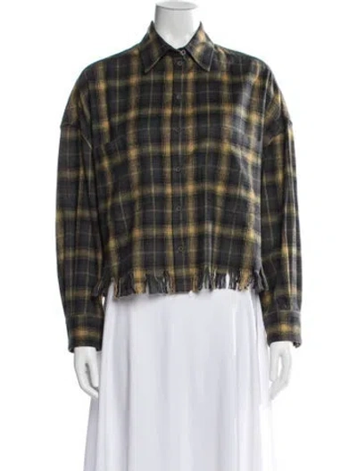 Pre-owned Iro Plaid Print Top In Yellow