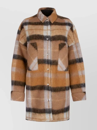 Iro Plaid Sleeve Jacket With Chest And Side Pockets In Brown