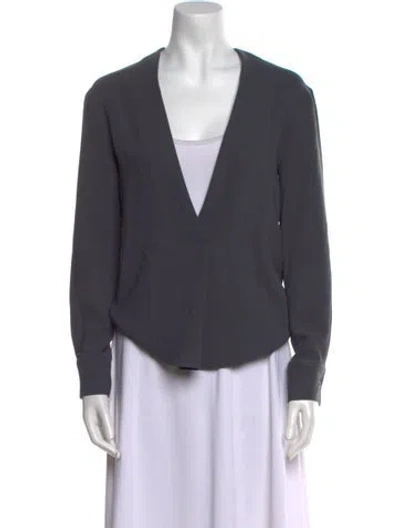 Pre-owned Iro Plunge Neckline Long Sleeve Blouse In Gray