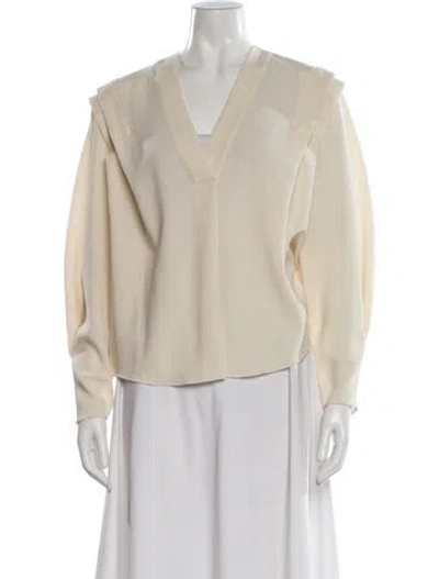 Pre-owned Iro Plunge Neckline Long Sleeve Blouse In Neutral