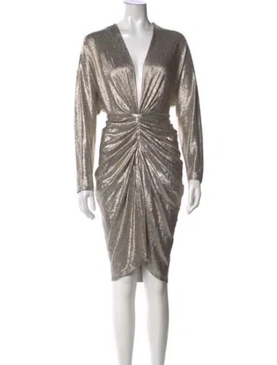 Pre-owned Iro Plunge Neckline Midi Length Dress In Gold/metallic