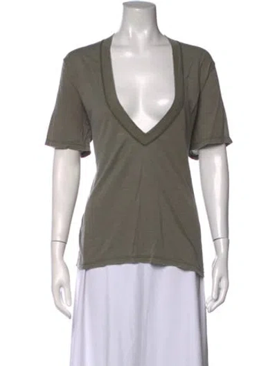 Pre-owned Iro Plunge Neckline Short Sleeve T-shirt In Green