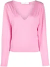 Iro Plunging V-neck Cut-out T-shirt In Pink