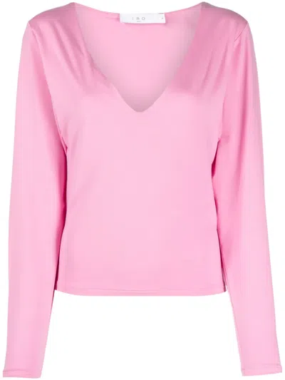 Iro Plunging V-neck Cut-out T-shirt In Pink