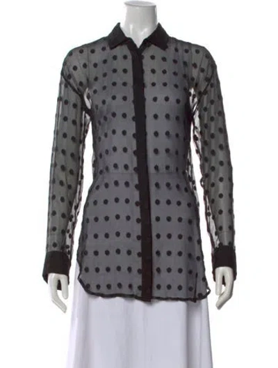 Pre-owned Iro Polka Dot Print Long Sleeve Blouse In Black