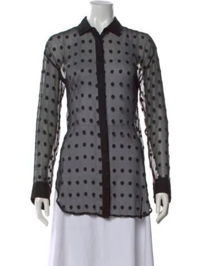 Pre-owned Iro Polka Dot Print Long Sleeve Blouse In Black