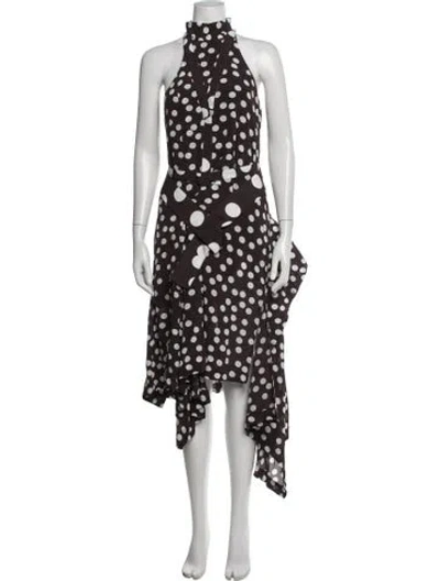 Pre-owned Iro Polka Dot Print Midi Length Dress In Brown