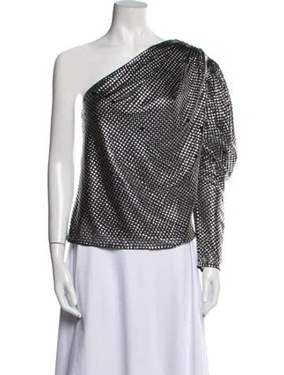 Pre-owned Iro Polka Dot Print One-shoulder Blouse In Black