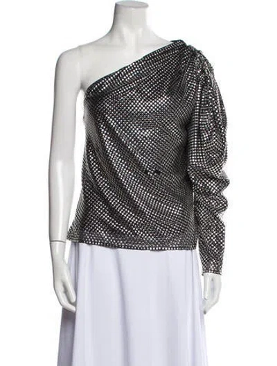 Pre-owned Iro Polka Dot Print One-shoulder Blouse In Silver