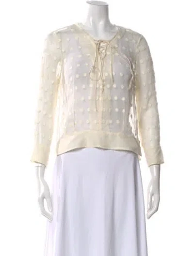 Pre-owned Iro Polka Dot Print Tie Neck Blouse In Neutral