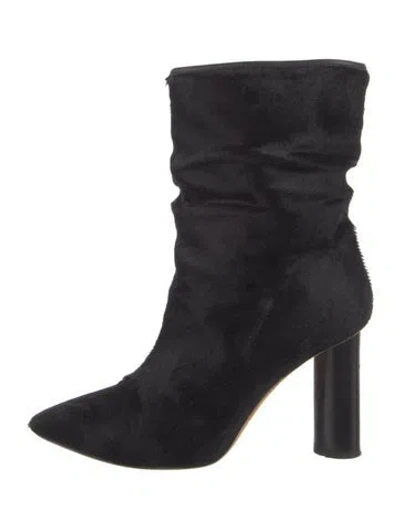 Pre-owned Iro Ponyhair Slouch Boots In Black
