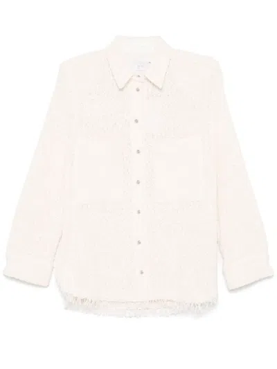 Iro Powder Pink Tweed Bouclé Construction Front Shirt In Multi