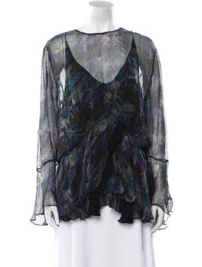 Pre-owned Iro Printed Bateau Neckline Blouse In Blue