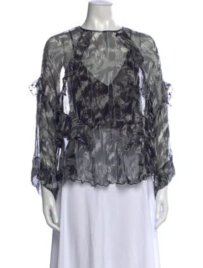 Pre-owned Iro Printed Crew Neck Blouse In Black/grey