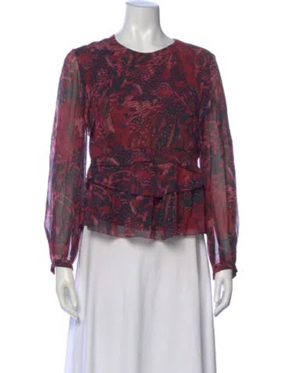 Pre-owned Iro Printed Crew Neck Blouse In Burgundy