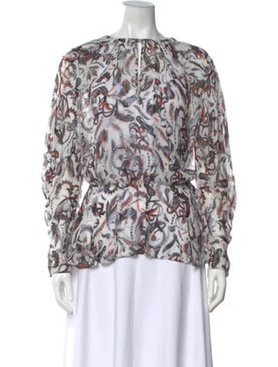 Pre-owned Iro Printed Crew Neck Blouse In White