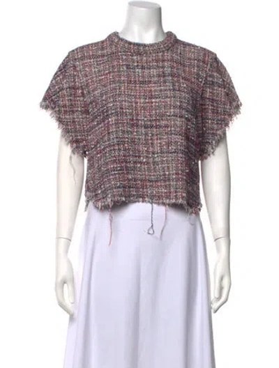 Pre-owned Iro Printed Crew Neck Crop Top In Red