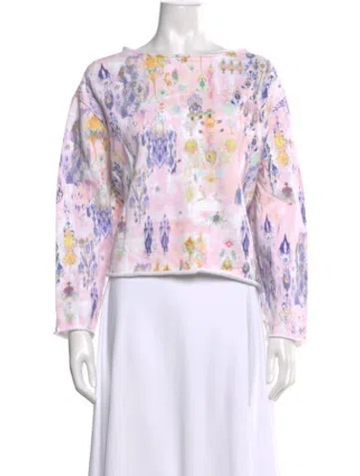 Pre-owned Iro Printed Crew Neck Top In Pink