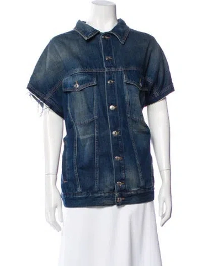 Pre-owned Iro Printed Denim Jacket In Blue