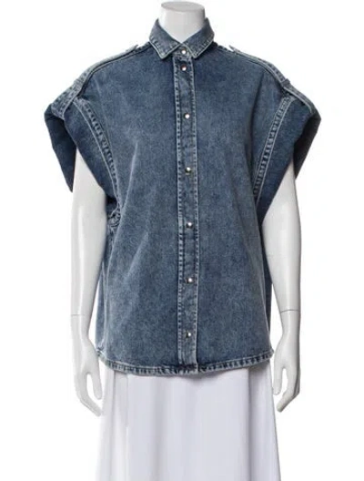 Pre-owned Iro Printed Denim Jacket In Blue