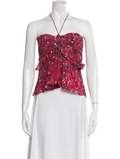 Pre-owned Iro Printed Halterneck Top In Pink
